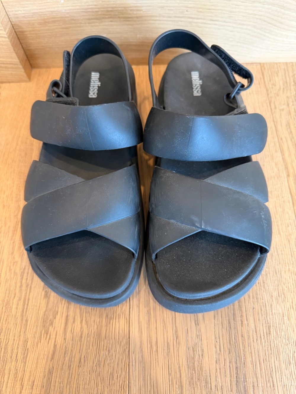 Melissa Black Cross-Strap Platform Sandals
